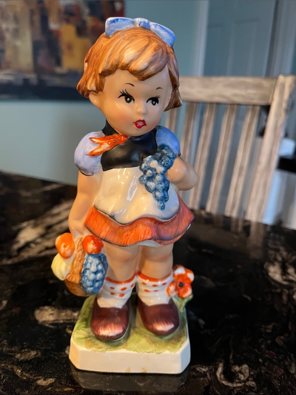 Blue and Orange Ceramic Girl Figurine - Home Accents
